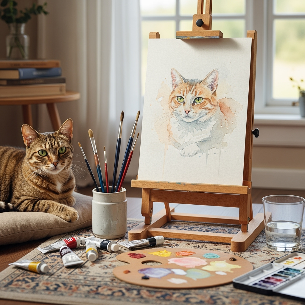 Lady Grace - Watercolor Style custom pet portrait